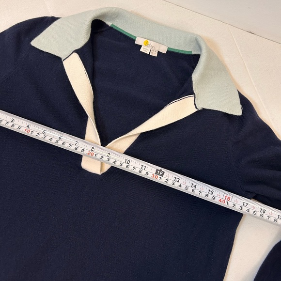 Boden Grace Colorblock V-Neck Sweater Navy Green White Women’s Size 4 Small - Picture 4 of 7